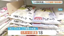 向こう3か月のコメ価格見通し　指数は2か月連続で過去最低水準　コメ価格が値下がりする見方が引き続き強まる
