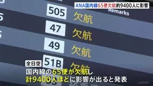 「いきなり欠航」ANA国内線65便 約9400人に影響　あす以降も欠航の可能性 使用機体の整備作業のため
