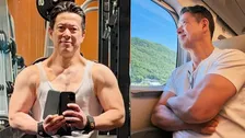 【 西川忠志 】　新幹線で〝たくましい上腕二頭筋〟ショット披露　ベンチプレス90kg持ち上げる肉体美に驚きの声　「筋肉すごい」「カッコいい」