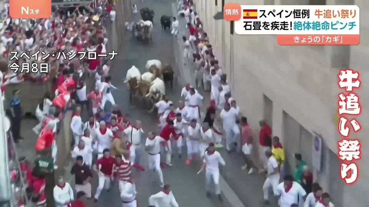 スペイン恒例 牛追い祭り　でも「牛追われ祭りだよね？」絶体絶命のピンチを神回避