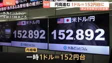 円相場　一時1ドル＝152円台　約半年ぶりの水準　市場関係者「日銀の利上げの大幅な加速は難しい」との見方も　円高傾向いつまで続くか不透明
