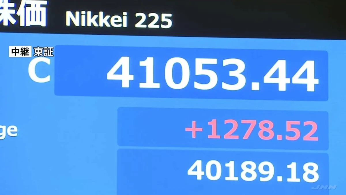 日経平均株価 一時1200円超値上がり　日米関税交渉合意受けて　今年の最高値を更新