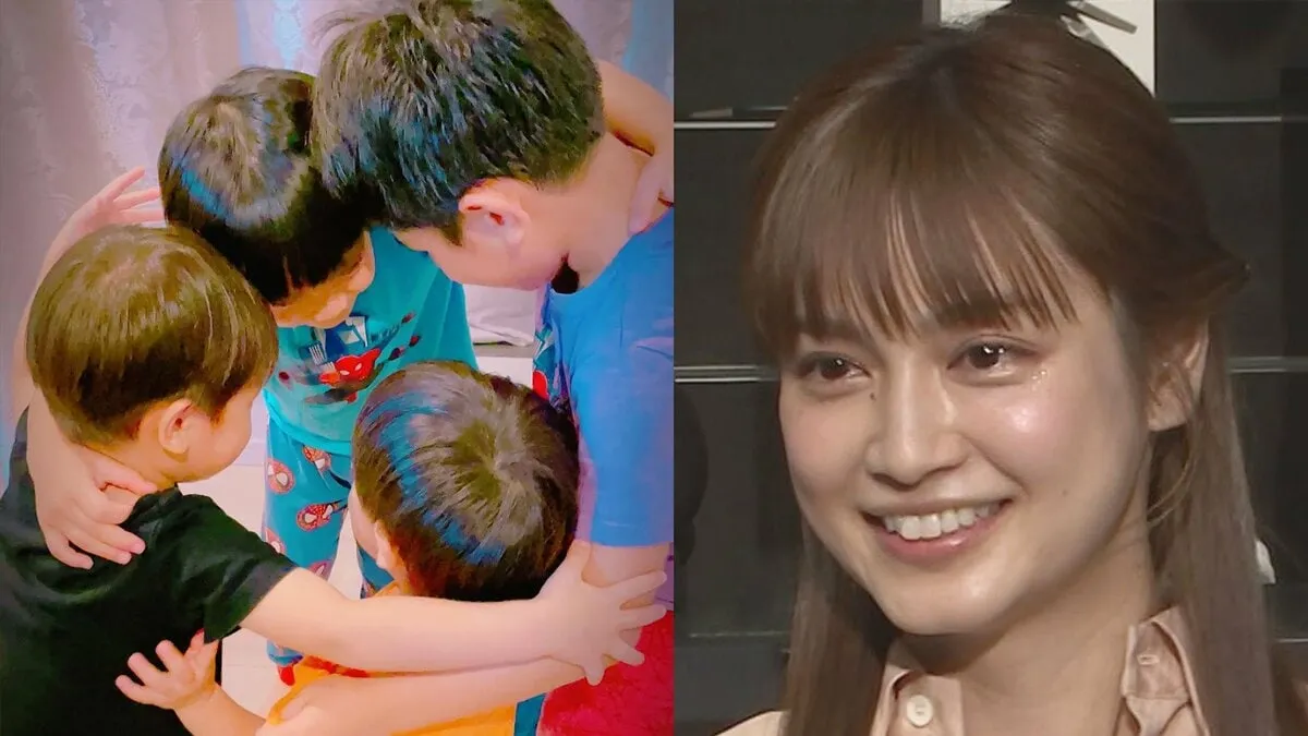 【 平愛梨 】　「PAPAの背中を見て4兄弟の絆が強くなっていく」4男児が円陣組んで父親を熱烈応援　