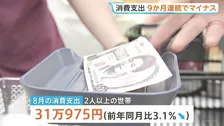 8月の消費支出3.1％減　9か月連続で前年を下回る　総務省「値上げによる動向注視」家計調査