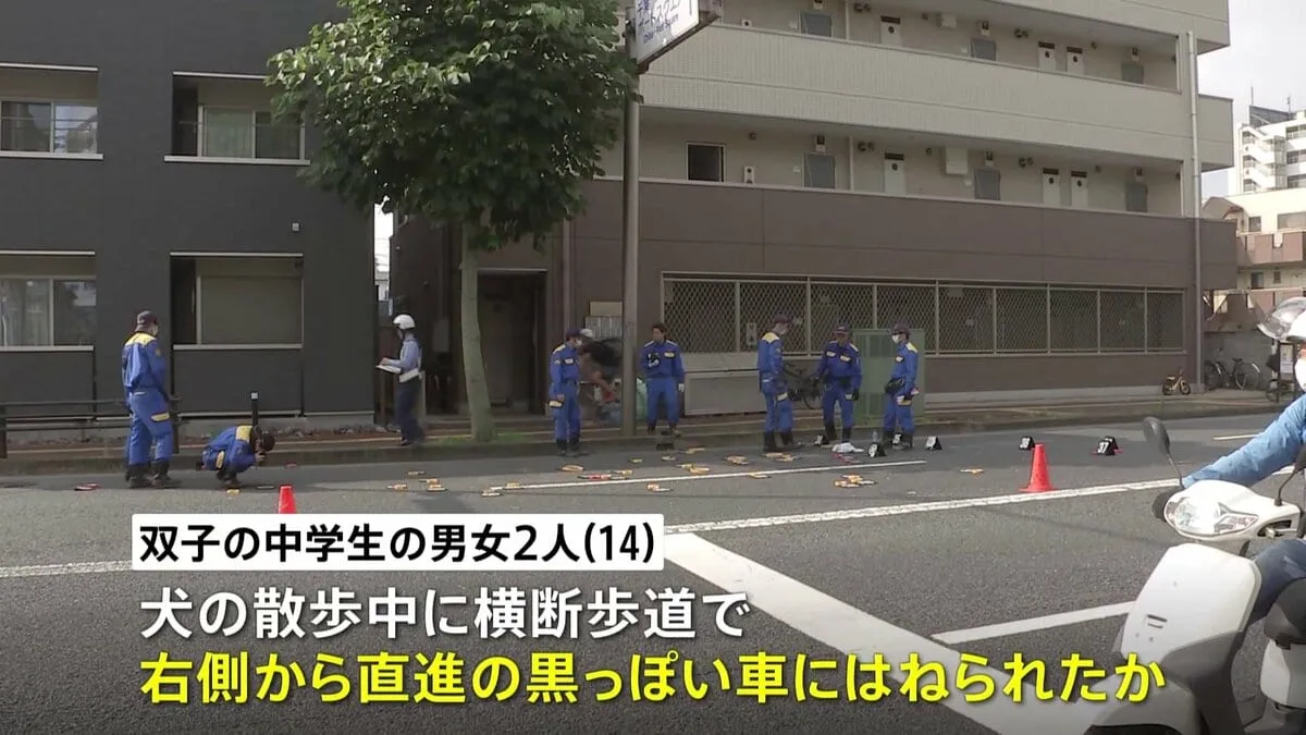 中学生の男女2人（14）が犬の散歩中にひき逃げされたか　男子生徒は重傷　運転手とみられる男が出頭　車は赤信号を無視か　千葉市中央区