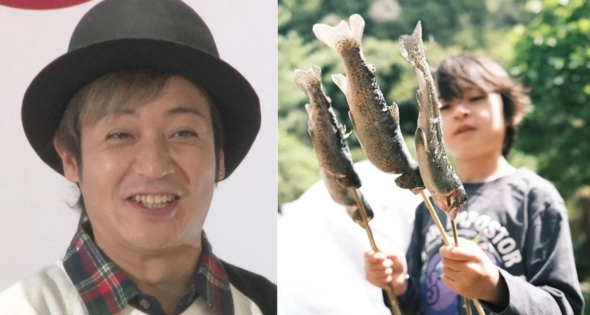 【 つるの剛士 】　「鱒（マス）のぼり」「子ども達が大人になって帰ってきた。」　休日にキャンプを満喫