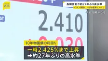 長期金利が一時2.425%まで上昇　約27年ぶりの高水準　1999年2月以来　原油価格の高騰から物価上昇リスク意識で　10年物国債利回り