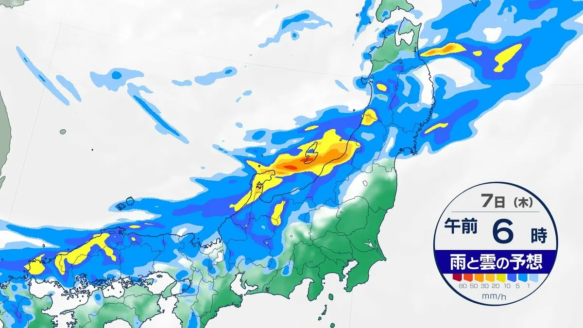 【6日の大雨情報】新潟・富山・石川で線状降水帯発生のおそれ　北陸と東北で大雨に　静岡で40℃、山梨・兵庫でも39℃予想