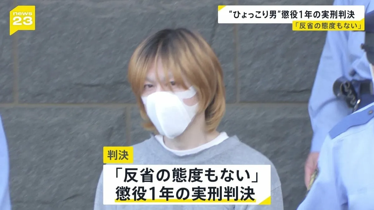「反省の態度もない」“ひょっこり男”に懲役1年の実刑判決　千葉地裁松戸支部