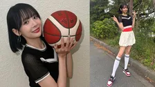 【 役満ボディ・岡田紗佳 】　Bリーグ・始球式オフショット　「会場の応援の熱気がすごかった…！！」　「可愛いすぎる」「スタイル良すぎ」