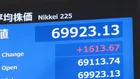 日経平均株価　一時1700円以上値上がり　アメリカの早期追加利上げ観測後退で　AI･半導体関連に買い注文