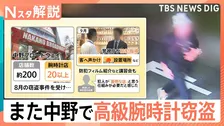 中野でまた高級時計窃盗　左手首に「4600万」着け逃走か…防犯強化の中なぜ？背景に世界で横行する“窃盗ツーリズム”か【Nスタ解説】