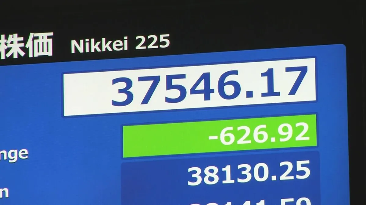 日経平均株価、一時600円以上値下がり　中東情勢の悪化などで