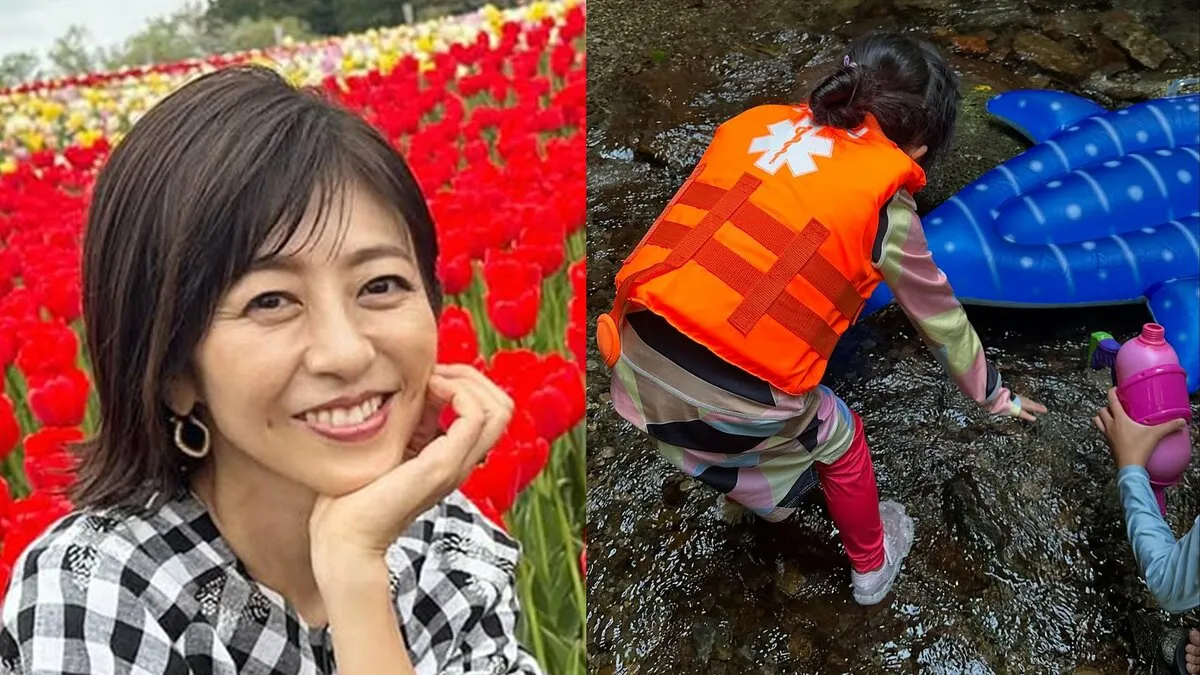 【 白石美帆 】 「たのしい夏休み始まったばかり！」　渓流や緑豊かな自然　家族で楽しむ　【夫は元V6・長野博さん】
