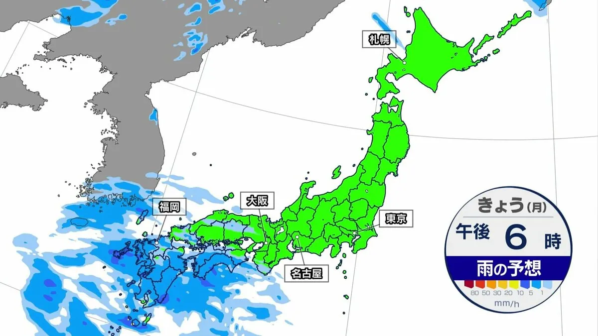 西日本で雨の範囲広がる　あすは関東など東日本でもまとまった雨に