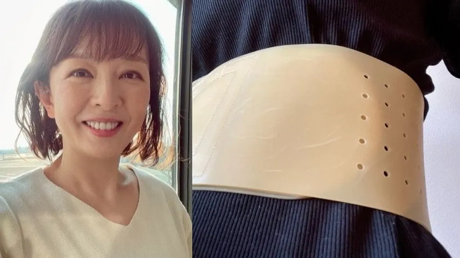 【丸岡いずみ】「筋断裂」その原因は「大笑い」　腹部を大きく巻くコルセットに「歳とるってやーよね〜」