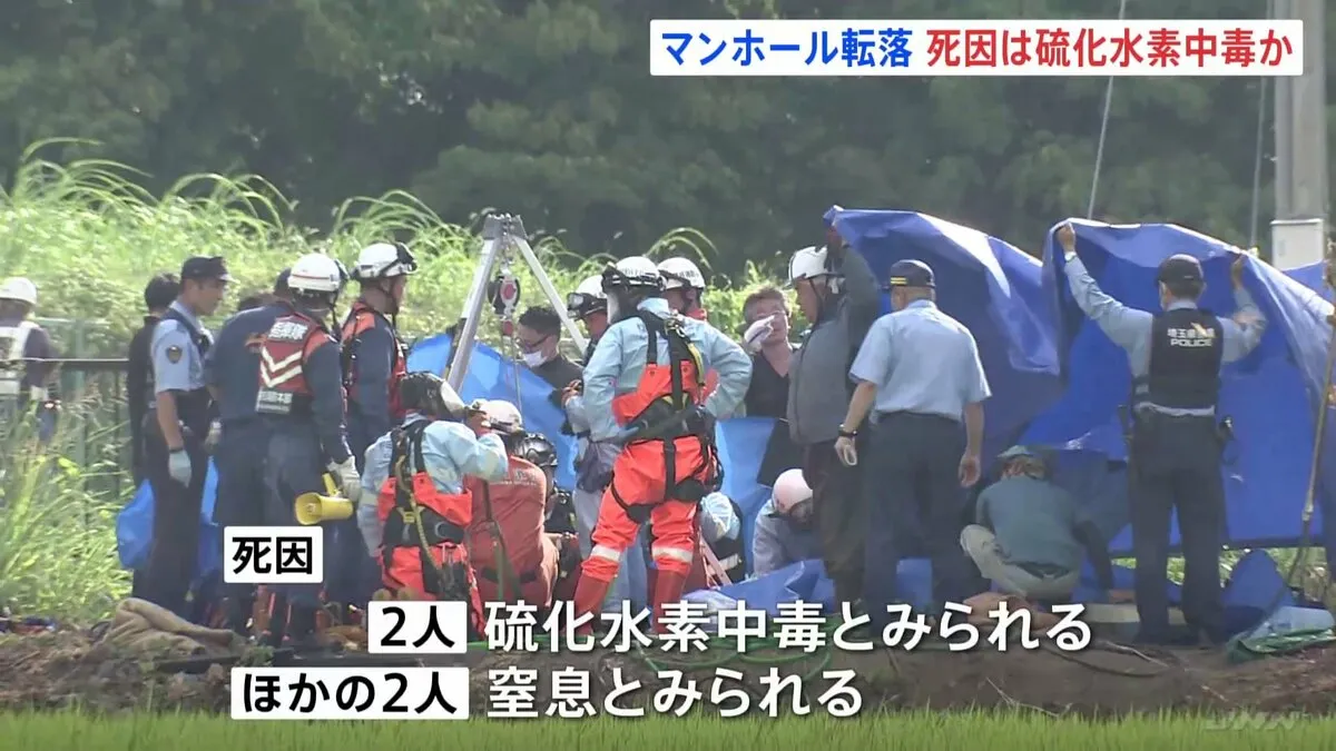 2人の死因は硫化水素中毒か マンホールで作業員4人死亡 埼玉・行田市で下水道管点検中