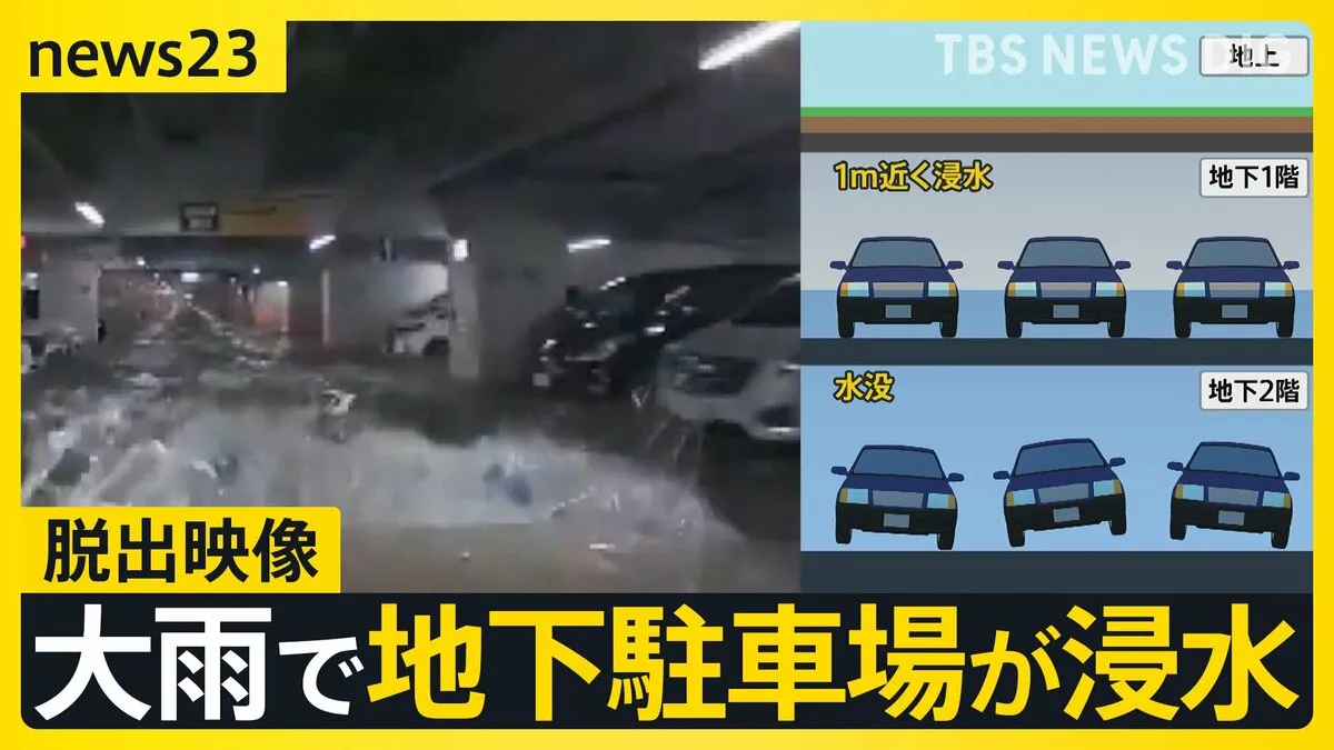 流れ込む水・鳴り響く警報音・車で塞がれた出口…三重・四日市で地下駐車場が浸水　「今も停めっぱなし」排水完了はまだ3日以上かかる見込み【news23】