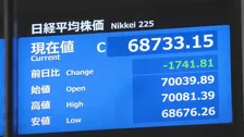 日経平均株価　1741円安　4日ぶり下落　半導体関連の大幅下落が響く