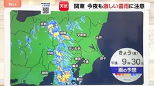 今夜も激しい雷雨に注意　あす朝にかけて伊豆半島～東京西部・埼玉・群馬で雨の降り方に注意　明日朝には弱まるか【予報士解説】