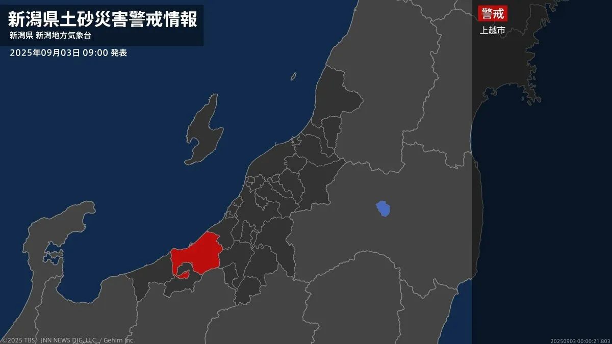 ＜解除＞【土砂災害警戒情報】新潟県・新発田市  3日09:00時点