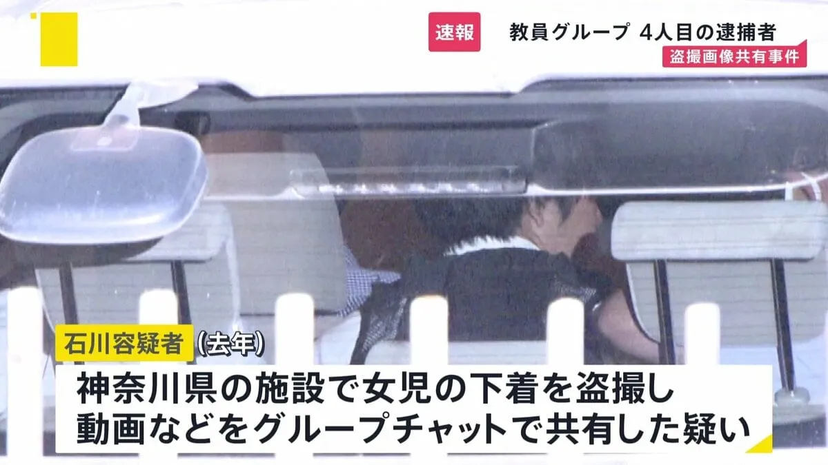 盗撮か「教員グループ」4人目　神奈川の臨時的任用職員の男（28）を逮捕　女児の下着を盗撮し共有した疑い