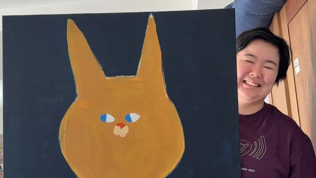 【やす子】「新作描きました」愛猫の絵画を披露　フォロワー反響「個展を開きましょう」「絵の雰囲気好き」