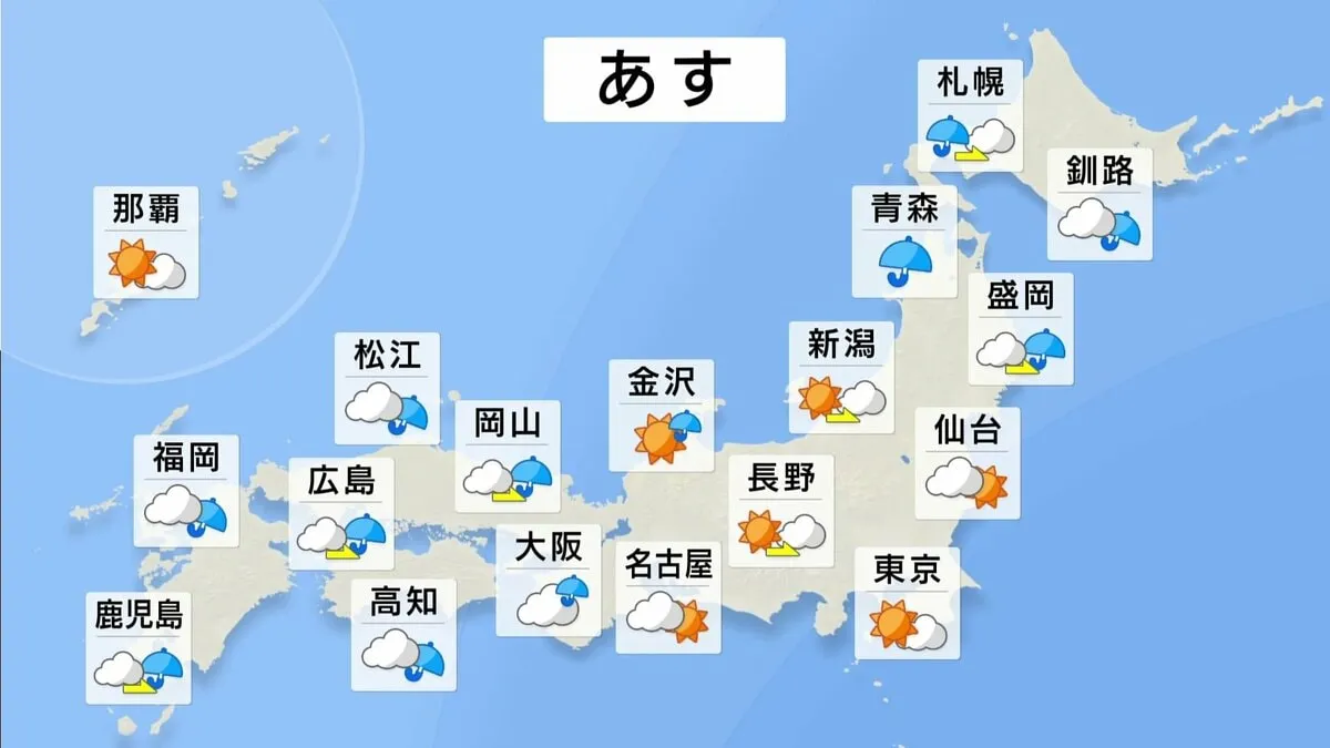 北海道は昼まで大雨警戒　西日本・東北北部は激しい雨や雷雨のおそれ　全国的に厳しい暑さ熱中症警戒