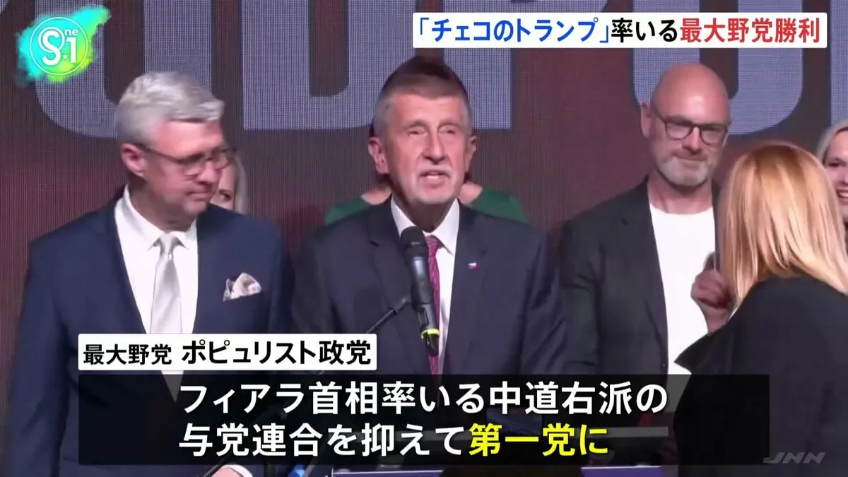 チェコ総選挙、ウクライナ支援に否定的な「チェコのトランプ」率いる最大野党が勝利 