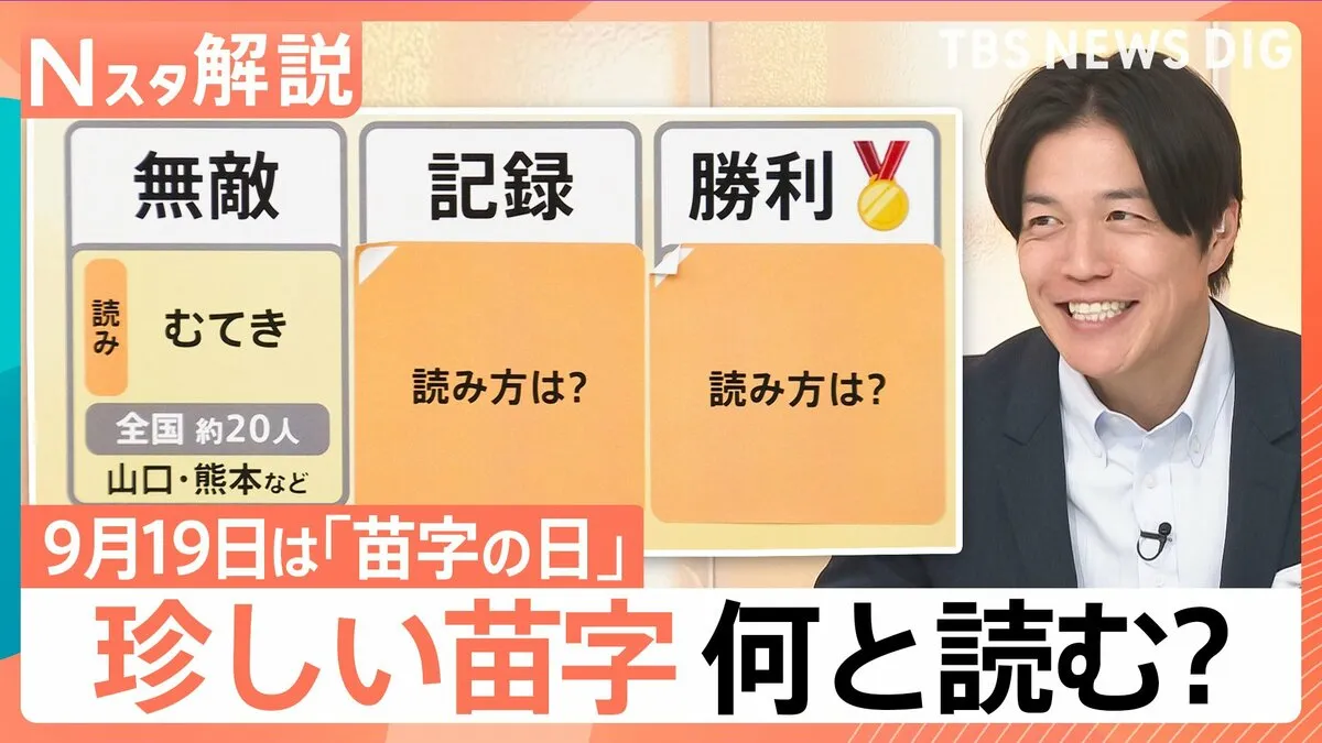 「無敵」に「勝利」「努力」…9月19日は「苗字の日」　あなたは読める？レア＆難読苗字【Nスタ解説】