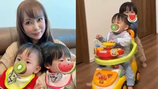 「お互いを乗せてニコニコ」【 中川翔子 】 車のおもちゃ押して遊ぶ双子の愛らしい姿を公開　離乳食の悩みに「これなら食べる！を教えて」とSOSも