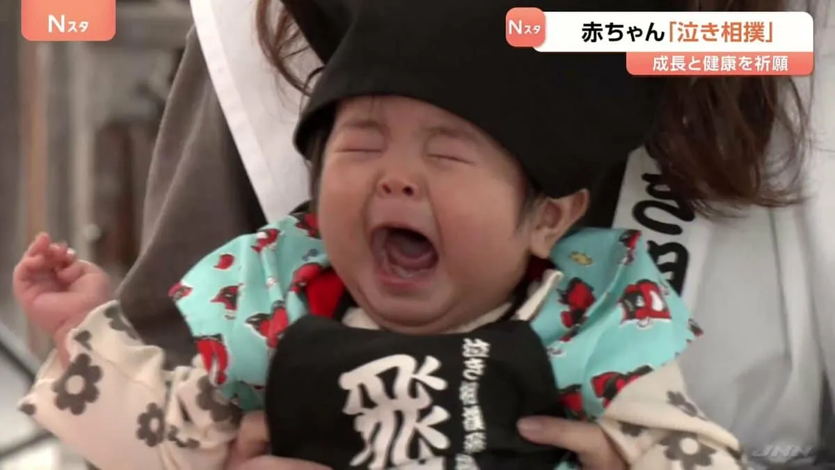 「先に泣いた方が勝ち！」岐阜・高山市の伝統行事「泣き相撲」に赤ちゃん300人参加　健やかな成長祈願