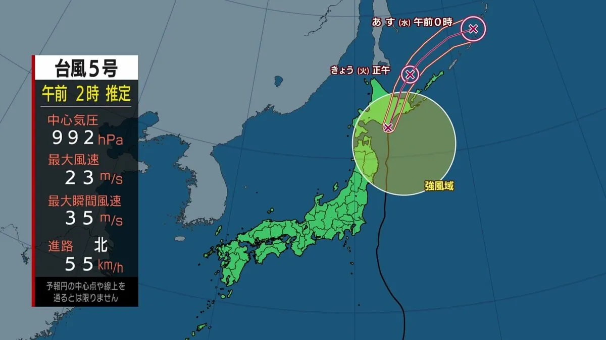 【速報】9年ぶり北海道に台風上陸 「台風5号」　