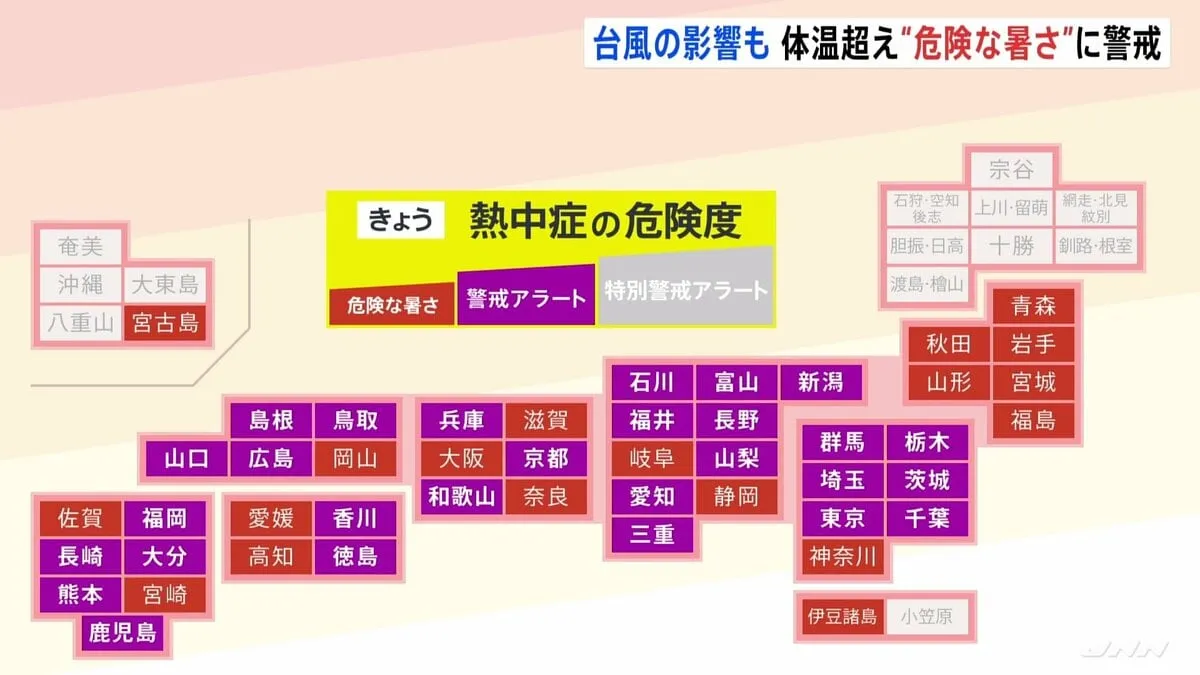 “灼熱”列島 埼玉・熊谷や群馬・前橋など38℃予想　体温超えの危険な暑さに警戒 28都府県に「熱中症警戒アラート」