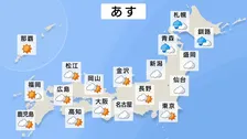 【19日の天気】北海道・東北北部で雨、降り方が強まる時間も　東日本・西日本は最低気温も25℃を下回らない熱帯夜に