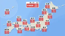 【きょうの天気】全国的に北寄りの風吹きより一層空気冷たく…北日本と東日本で大幅に気温低下