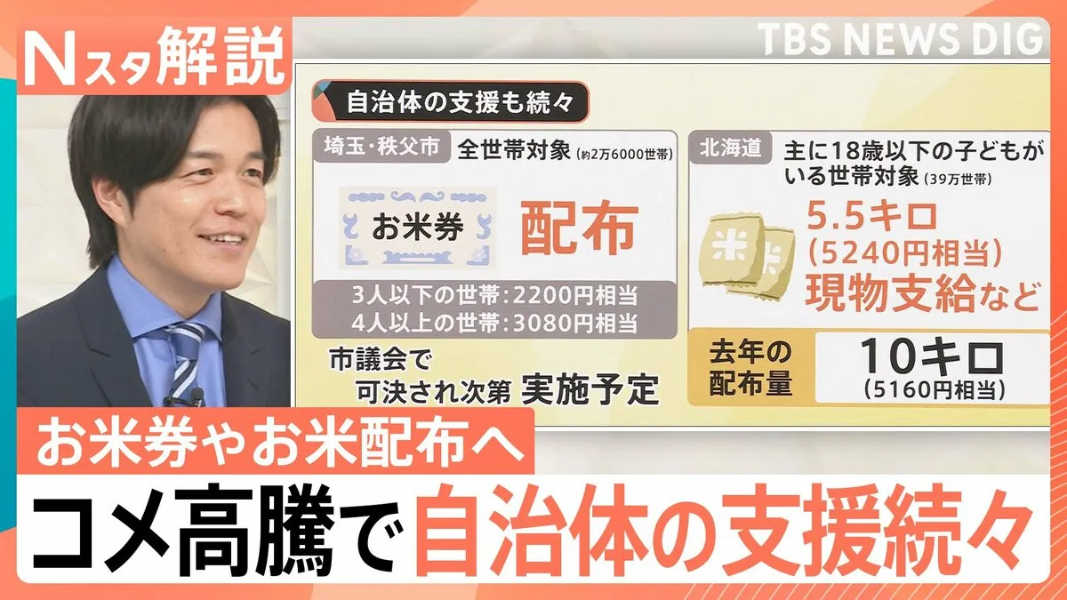 「お米券」「コメの現物支給」コメ高騰で自治体・企業の支援続々　“備蓄米”は外食チェーンでも提供開始【Nスタ解説】