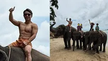 【 魔裟斗 】　タイ家族旅行で披露した肉体美に「リアルターザン」と大反響　象と触れ合う家族5人勢ぞろいショットも