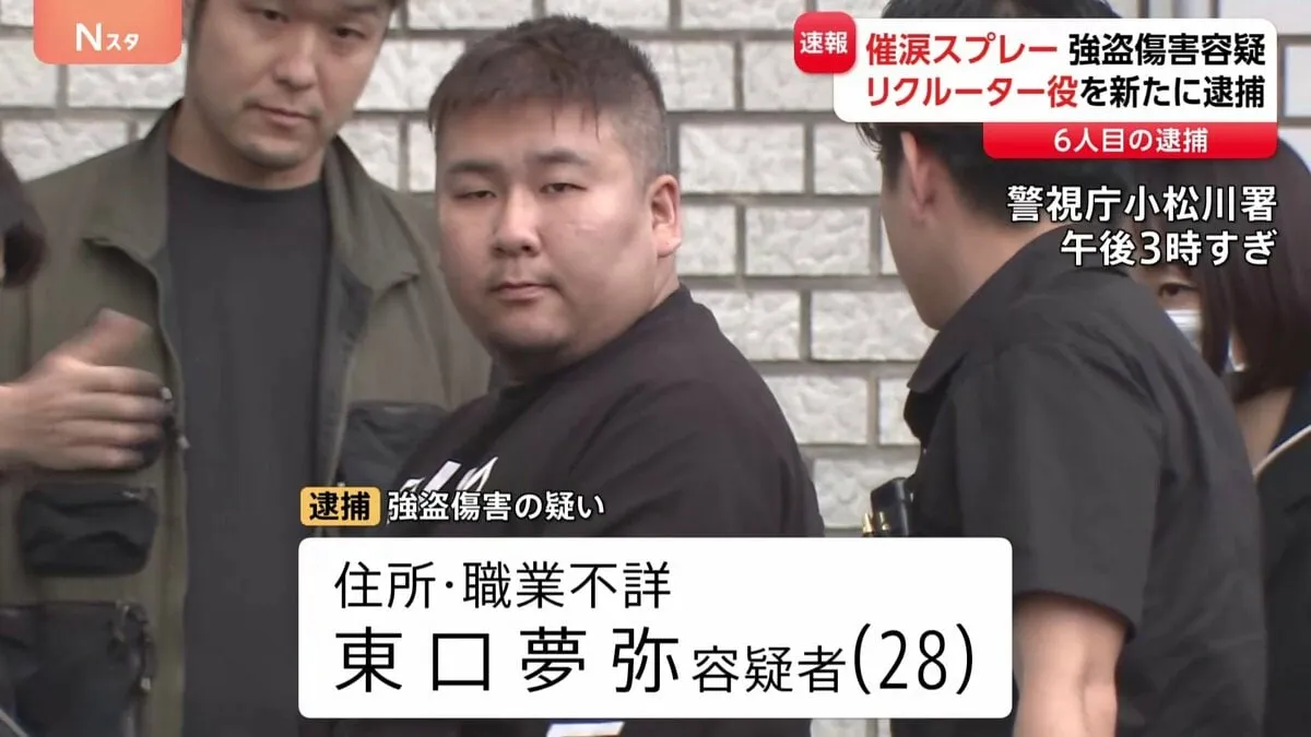 “トクリュウ”のリクルーターの男（28）逮捕 催涙スプレーかけて現金5300万円奪おうとした事件 東京・江戸川区 警視庁