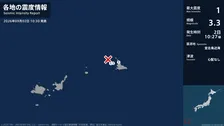 沖縄県で最大震度1の地震　沖縄県・宮古島市