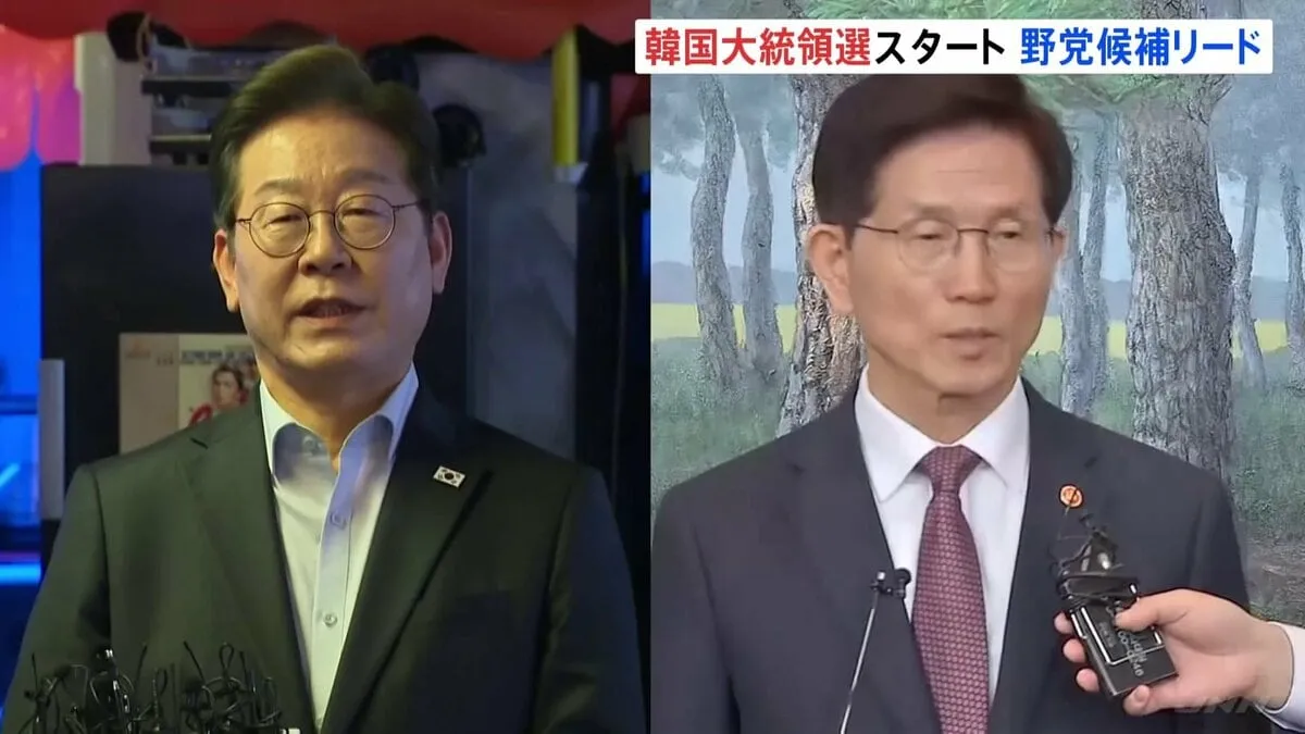 韓国大統領選スタート　世論調査の支持率は前回の大統領選挙敗れた革新系・最大野党「共に民主党」のイ・ジェミョン氏が独走する展開