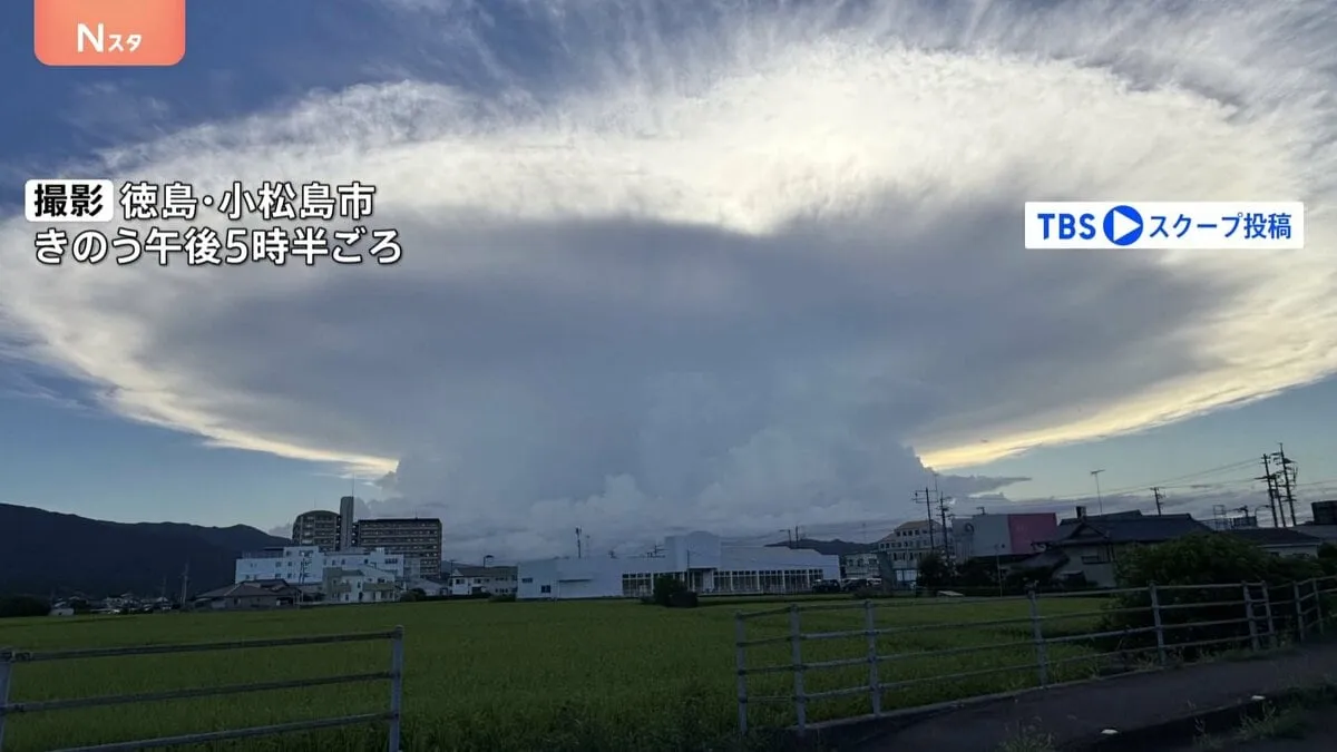 まるでラピュタ？ 四国に“ナゾの超巨大雲”出現 「規格外のものを見た」 宇宙からも確認！ 世にも珍しい雲の正体は？