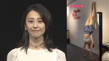 【 紺野まひる 】　壁倒立にチャレンジ　「とても気持ちいいです。」