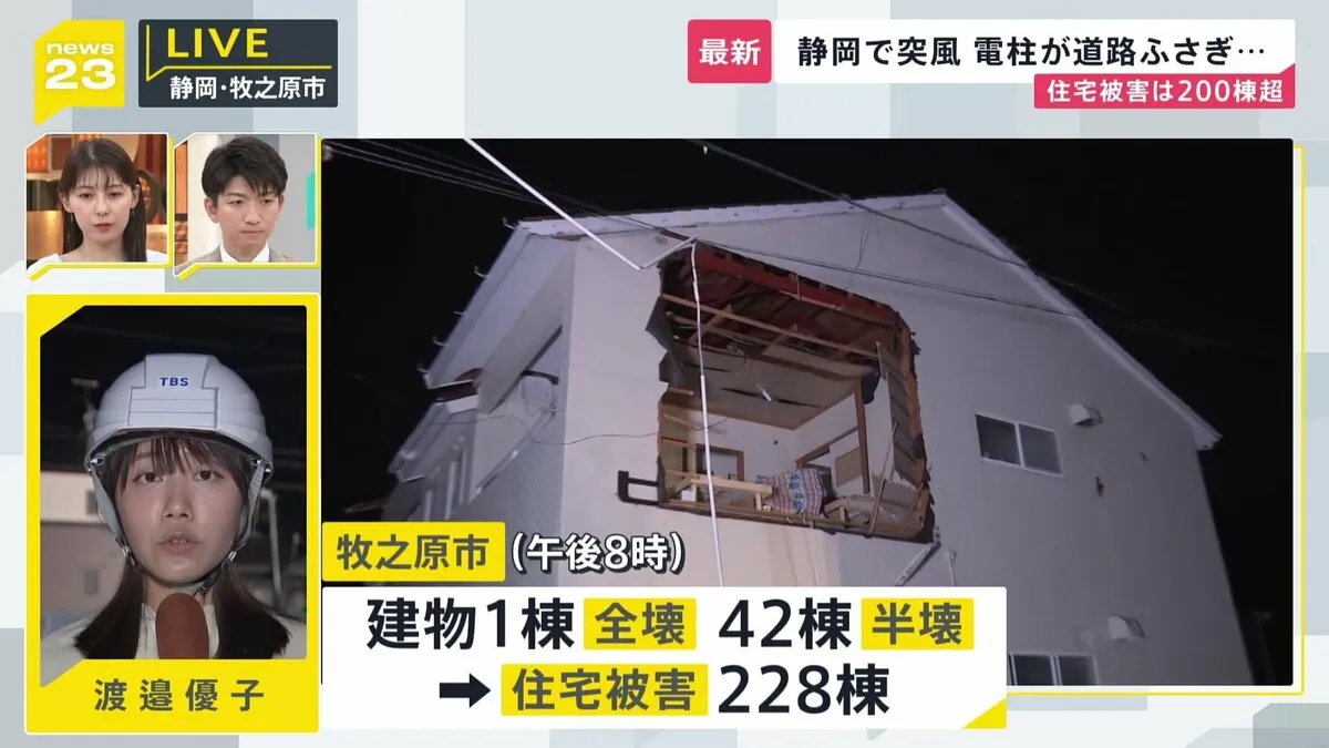 台風15号 列島に爪あと　静岡で“突風”200棟超が被害 「全部壊れた」壁もガラスも布団も吹き飛ぶ　各地で冠水も相次ぐ【news23】