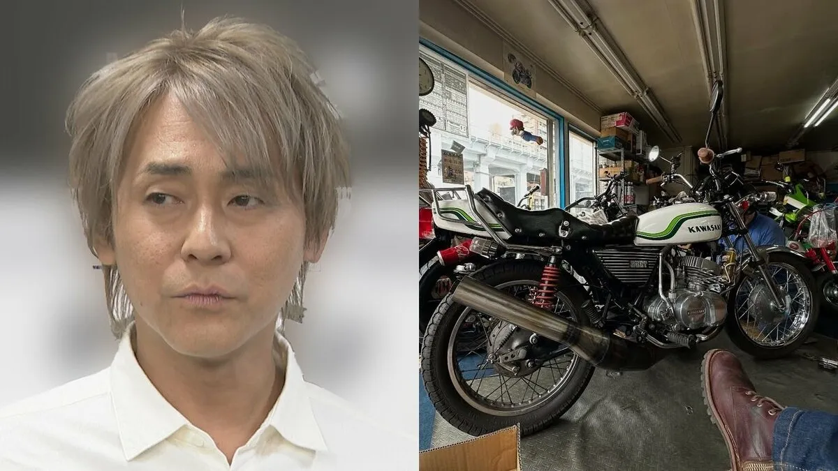 【ヒロシ】愛車 “KH250” を手入れ「ライトをLEDに変えてるよ。」ガレージで憩いのひととき「これで暗い道も安心だね。」