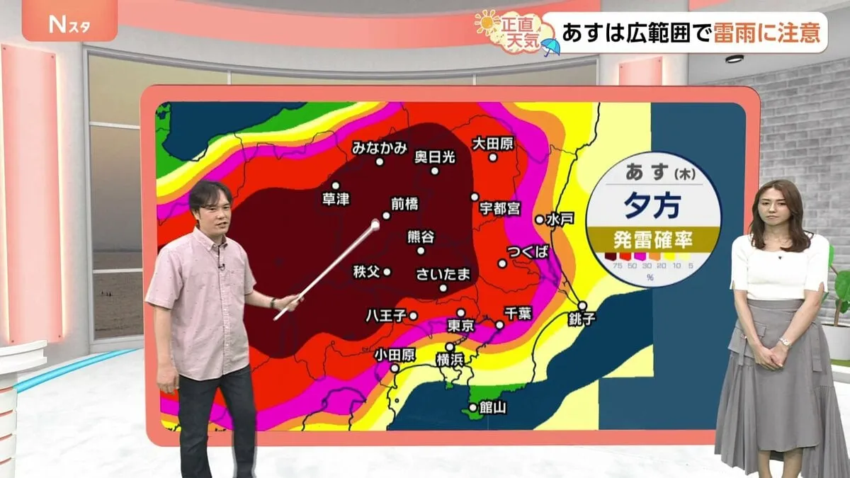 【7月10日 関東の天気】大気不安定 広い範囲で雷雨