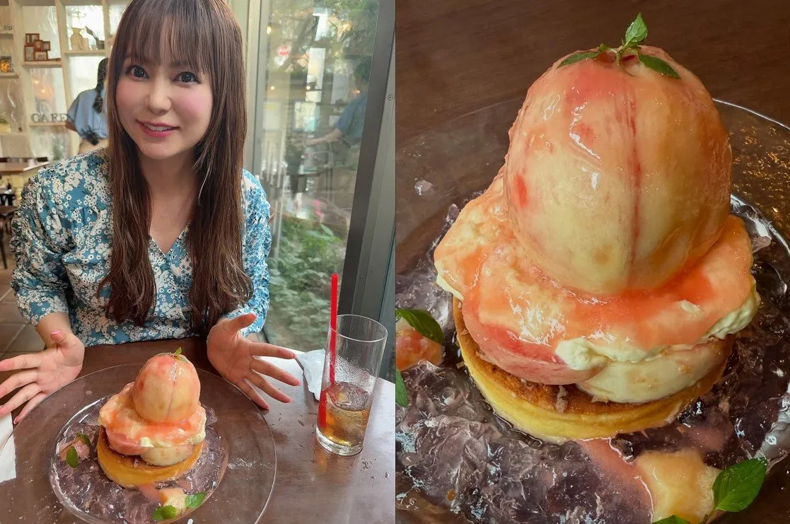 【 中川翔子 】　「桃パンケーキ　ずーっと食べたかった」　友人とスイーツ堪能　「桃まみれ　最高でした！」