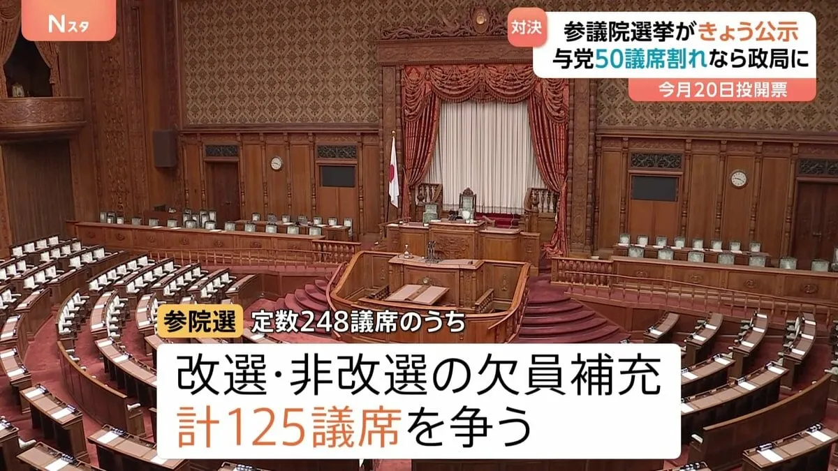 参議院選挙 公示 「物価高対策」「社会保障」などが主な争点　自民・公明は「給付」を主張　野党は「消費税の減税・廃止」を訴え　今月20日投開票
