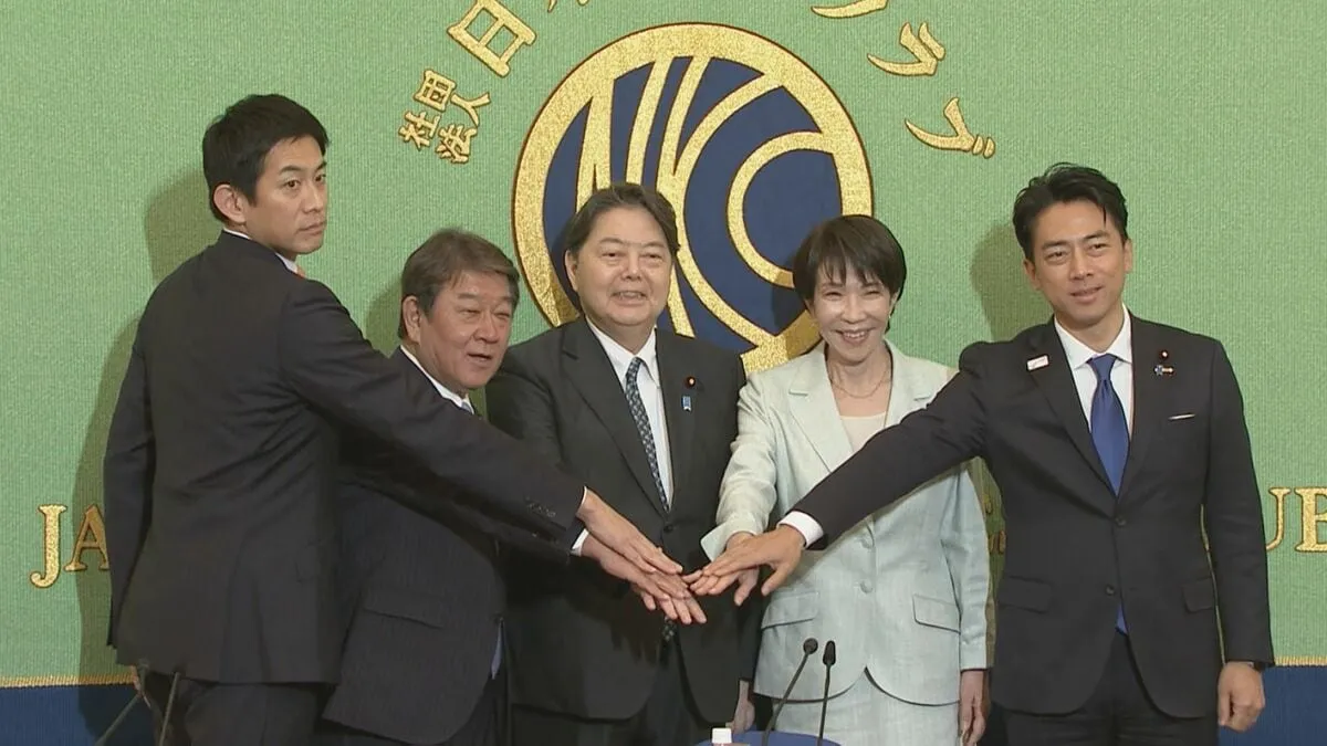 【自民党総裁選】小泉氏が議員票3割弱固めリードも…称賛コメント投稿要請で謝罪　林氏、高市氏が追う展開　小林氏と茂木氏が続く　JNN独自調査