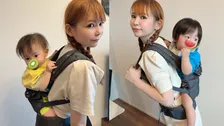【 中川翔子 】おんぶ紐で「ワンオペ時に家事」「おんぶしたら秒で寝た！」さらに双子を〝おんぶにだっこ〟「いつまでできるかな！」